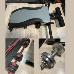 【ホームジム一式6点セット】ランニングマシン ウォーキングマシン 懸垂器具 ぶら下がり健康器 ベンチ ダンベル バーベル 腹筋