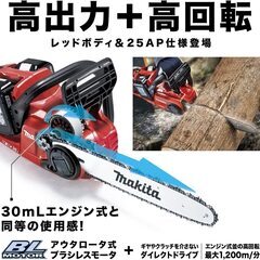 ★新品未使用最安値マキタ 充電式チェンソー ガイドバー400mm 赤 18V+18V バッテリ充電器別売 MUC400DZFR★