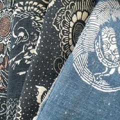 e876 古布 額装 染物 布絵 古道具 藍染