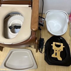 安寿ポータブルトイレ　家具調トイレ　自動ラップソフト便座