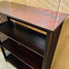 売約済み】 九州民芸家具 縦格子 本棚 ミズメザクラ 無垢材 格子 飾棚