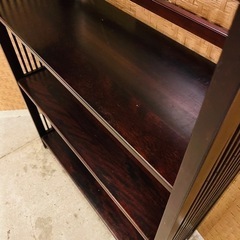 売約済み】 九州民芸家具 縦格子 本棚 ミズメザクラ 無垢材 格子 飾棚