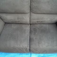 【自社配送は札幌市内限定】ニトリ  2人用バックスキン×レザーソファ (RIKU FABLIC Gray)リク ファブリック グレー 札幌市白石区☆店頭お引き取り歓迎 藻岩倉庫