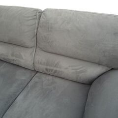 【自社配送は札幌市内限定】ニトリ  2人用バックスキン×レザーソファ (RIKU FABLIC Gray)リク ファブリック グレー 札幌市白石区☆店頭お引き取り歓迎 藻岩倉庫