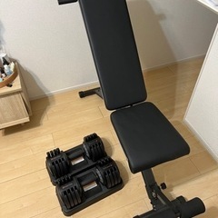可変式ダンベルとベンチ売ります！ほぼ使用してません。 可変式ダンベルとベンチ売ります！ほぼ使用してません。