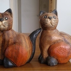 最終値下げ　アンティーク　木彫り　猫