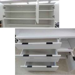 レンジボード 120×43×180 白 鏡面 ニトリ キッチンボード 食器棚 キッチンラック ホワイト セパレート 札幌 西野店