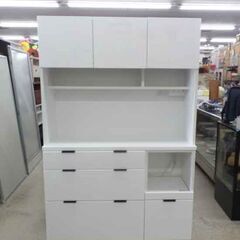 レンジボード 120×43×180 白 鏡面 ニトリ キッチンボード 食器棚 キッチンラック ホワイト セパレート 札幌 西野店