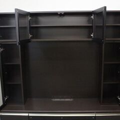 ハイタイプAVキャビネット ハイグロスブラウン木目 ソフトクローズ 幅180 テレビ台 壁面 リビング  AVボード 中古 店頭引取歓迎 R6629)