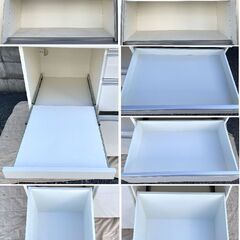 JM16359)Pamouna（パモウナ）食器棚上下分離可能 プレーンホワイト 幅：約120cm 高さ：約198cm 奥行：約50cm 中古品【取りに来られる方限定】