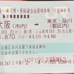 東京⇄京都の指定席特急券 2枚