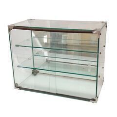 J1013 ガラス棚 ２段 店舗什器 コレクションケース 昭和レトロ 