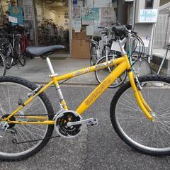 中古自転車3052 前後タイヤ新品！ 26インチ ギヤなし ワイヤー錠