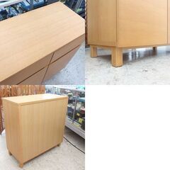 無印 オーク材 キャビネット 幅80m 収納棚 サイドボード 書庫 木扉