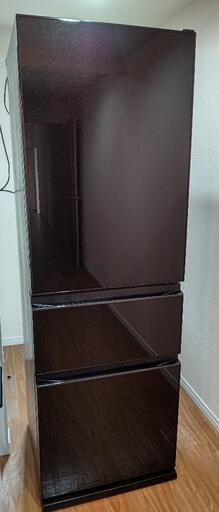 美品！MITSUBISHI　3ドア冷蔵庫 (365L・右開き) クリスタルブラック　MR-CG37F-B　21年製　動作品