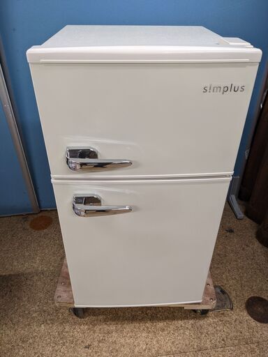 【高年式】simplus 2021年製 2ドア レトロ冷凍冷蔵庫 85L SP-RT85L2-WH お洒落 レトロ コンパクト 単身