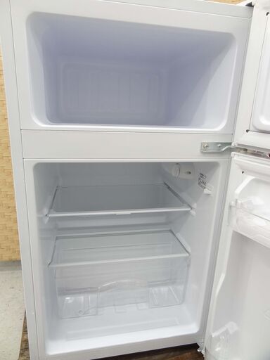 【恵庭】ハイアール　冷凍冷蔵庫　JR-N85C　2018年製　2ドア　85L　右開き　ホワイト　中古品　PayPay支払いOK！
