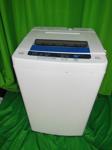yw221101-003W AQUA AQW-S60B 全自動電気洗濯機 2014年製 112L 幅565×奥540×高895mm 中古品