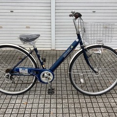 27インチ自転車】6段変速付 前後タイヤ、チェーン、カゴ、グリップ新品