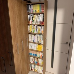 天然木調スライド式すき間収納本棚  コミックタイプ6列セット