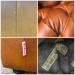 🔷🔶🔷ba13/21 モーベルアート Mobel Art ソファ 3人掛け 総革 チェスターフィールド 赤茶 鋲打ち 中古 家具 椅子 肘掛 茶系 英国様式 イギリス🔷🔶