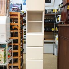 ニトリ NITORI フロンティア 鏡面仕上げ 隙間収納 幅30cm ランドリーラック キッチンラック スペースラック 扉1枚 棚板可動式 引出し4個 ホワイト 定価29900円■幅30cm×奥行40cm×高さ179㎝■近隣配送無料 買取帝国 朝霞店
