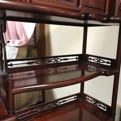 アンティーク家具 紫檀 茶箪笥  飾り棚 透かし彫り