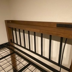 ロフトベッド ミドルタイプ シングル アイアンベッド スチール×天然木・異素材コンビベッド サイドガード付 エディス ベット