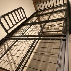 ロフトベッド ミドルタイプ シングル アイアンベッド スチール×天然木・異素材コンビベッド サイドガード付 エディス ベット