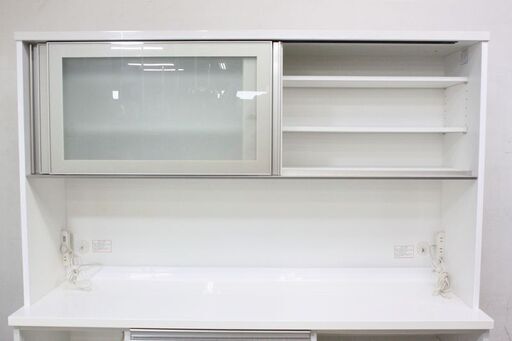 NITORI/ニトリ キッチンボード リガーレ 幅160 ハイグロスホワイト ソフトクローズ カップボード 食器棚 中古家具 店頭引取歓迎 R6632)