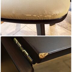 伸縮式バタフライテーブル  ダイニングセット 4人用 横幅90/120cm 回転チェア ベンチ 椅子 コンパクト 省スペース 収納付き ブラウン 茶★買取帝国 志木店