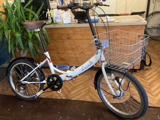 6段変速】20インチ 折りたたみ自転車 ホワイト