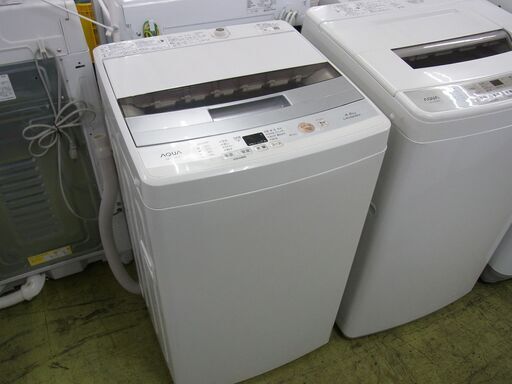 ●アクア AQUA 全自動洗濯機 4.5kg 2018年製 AQW-S45E(W) ホワイト 中古