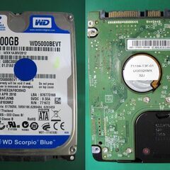 WD2.5インチHDD/500G/WD5000BEVT/正常判定
