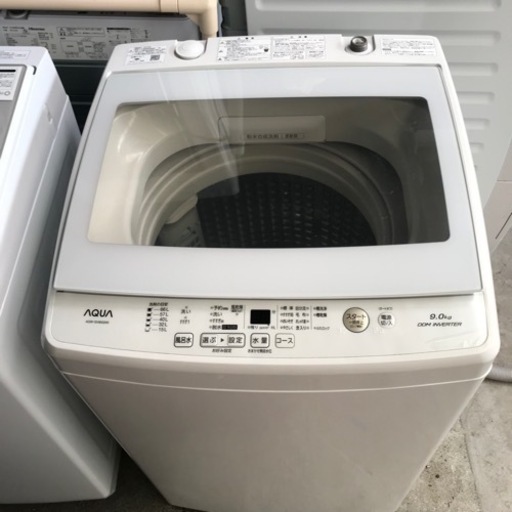 ロ2211-039 AQUA 9.0kg全自動電気洗濯機 AQW-GU90G 2018年製