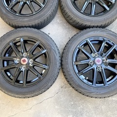 良品！155/65R14ブリヂストンVRXスタッドレス+ブラックアルミ4本セット！軽自動車