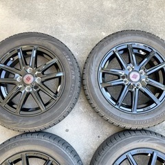 良品！155/65R14ブリヂストンVRXスタッドレス+ブラックアルミ4本セット！軽自動車