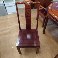 【愛品倶楽部柏店】螺鈿細工　彫刻　伸長式ダイニング9点セット