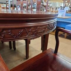 【愛品倶楽部柏店】螺鈿細工　彫刻　伸長式ダイニング9点セット