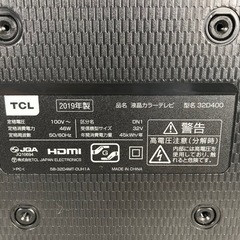 TCL 32型 液晶カラーテレビ 2019年製 32D400 