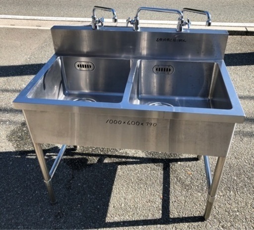 ⭐︎中古品　2槽シンク　1000×600×790mm  厨房用品⭐︎