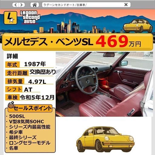ベンツ129-500SL－販売―書類あり車検代行相談-代行出品です 抜い 