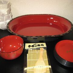 赤黒漆器の和風寿司桶セット