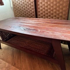 アジア　テーブル　茶色　ローテーブル　