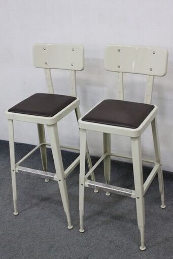 DULTON/ダルトン STANDARD BAR CHAIR IVR バーチェア アイボリー スチール 2脚セット 椅子 中古家具 店頭引取歓迎 R6635)