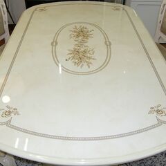 R419 ロココ調 白家具 姫家具 ダイニングセット 4人用 アンティーク 145x90cm オーバル 楕円 美品