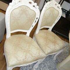 R419 ロココ調 白家具 姫家具 ダイニングセット 4人用 アンティーク 145x90cm オーバル 楕円 美品