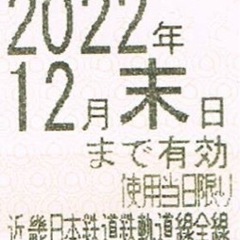 近鉄 株主優待券券 2022年12月末期限 OK！