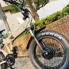 電動自転車　折り畳み　ファットバイク　京の洛スク　グランビート　ベージュ