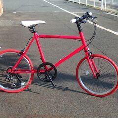 真っ赤な自転車　２０インチ　ミニベロ